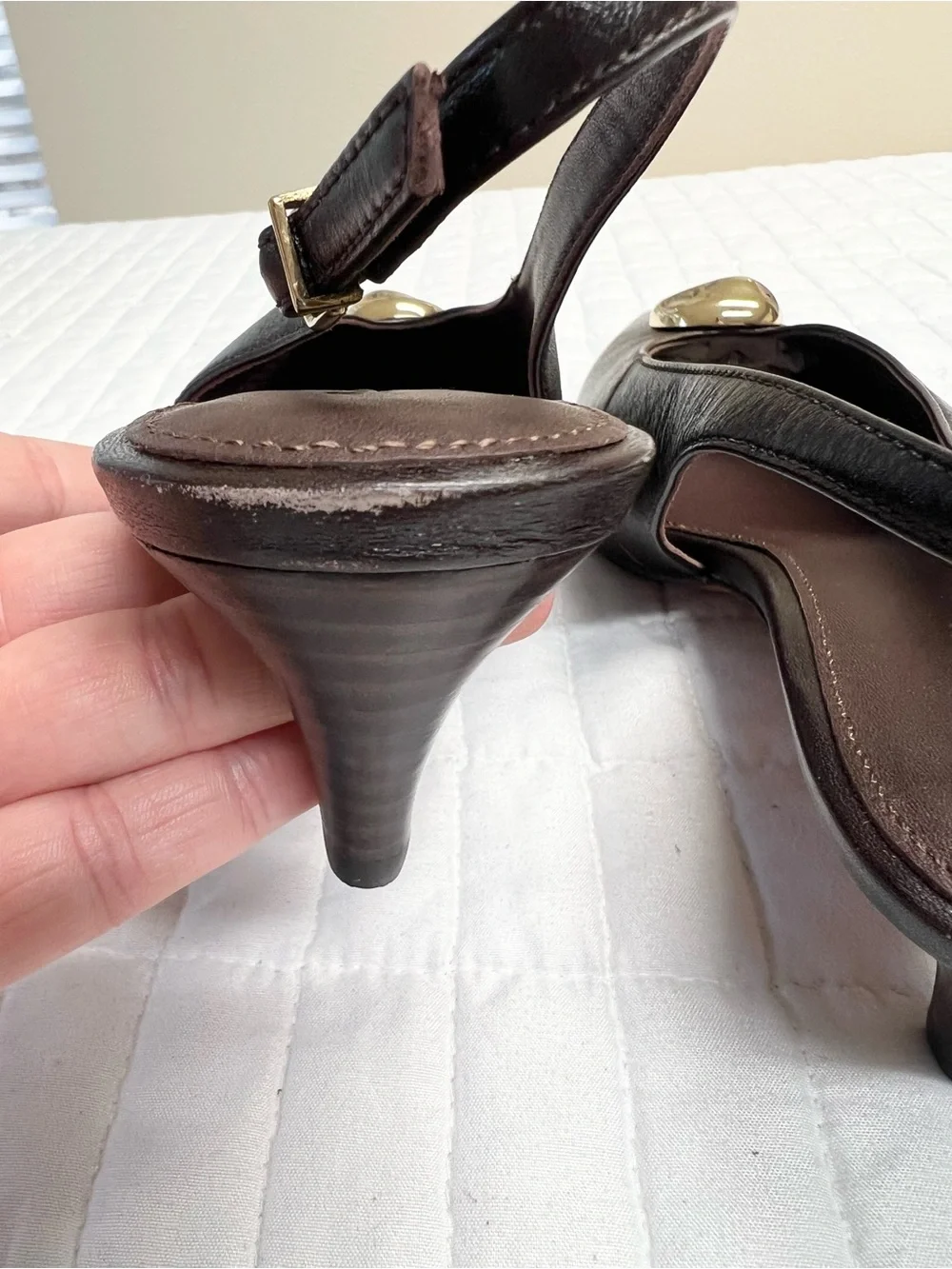 Madewell The Emilie Slingback Pump in Coffee Bean Brown Leather Size 10